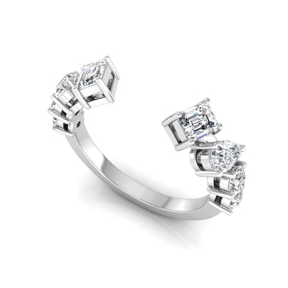 white  gold Discover an Emerald & Pear Lab Grown Diamond Open Cuff Ring featuring mixed diamond shapes and modern luxury styling for every occasion.