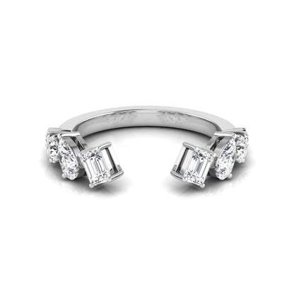 white  gold Discover an Emerald & Pear Lab Grown Diamond Open Cuff Ring featuring mixed diamond shapes and modern luxury styling for every occasion.