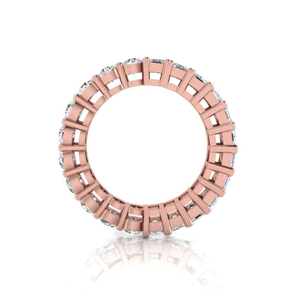 Emerald and round cut lab grown diamond full eternity band ring in rose gold