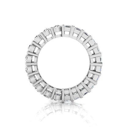 Emerald and round cut lab grown diamond full eternity band ring in white gold