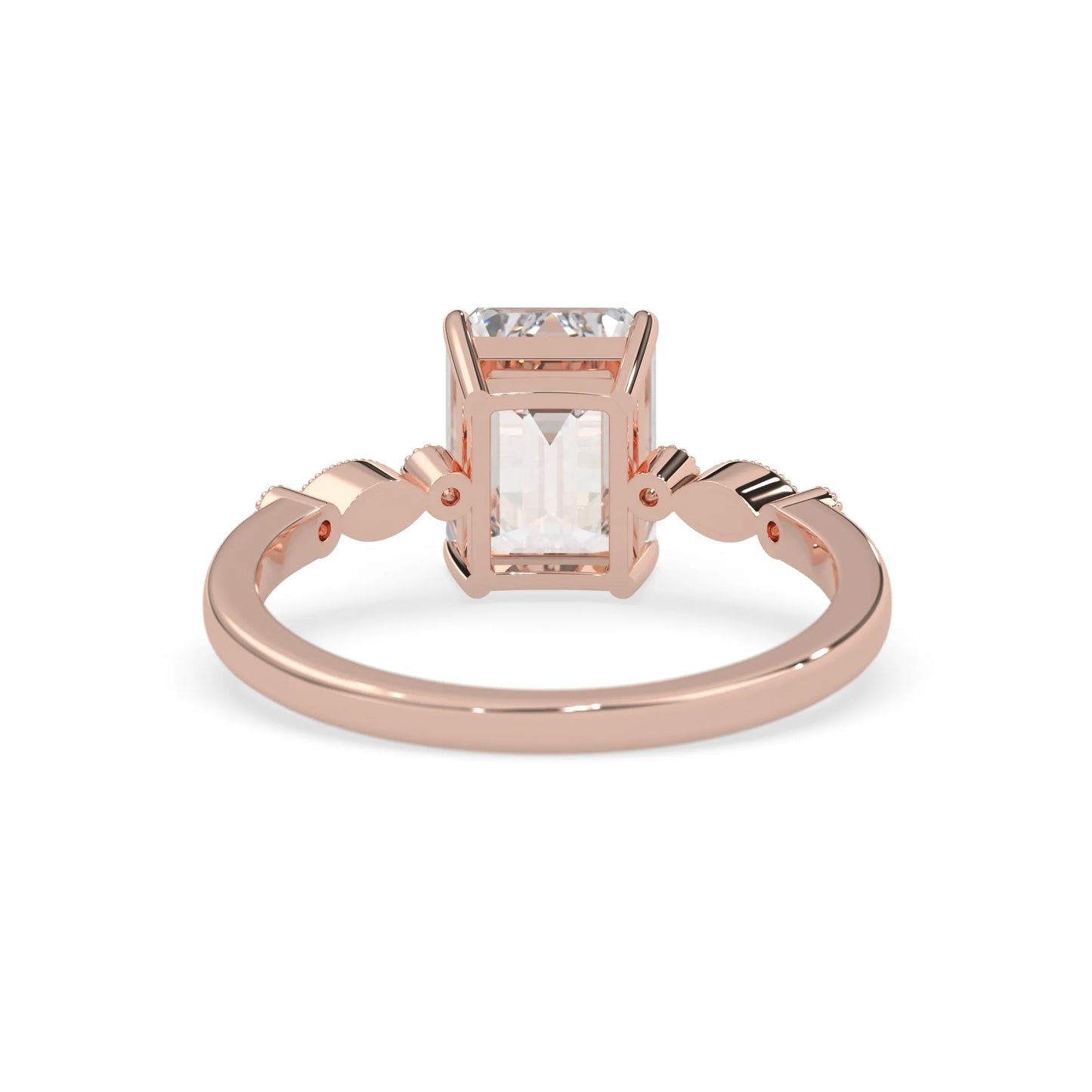 Emerald vintage pave lab grown diamond engagement ring with 2 carat center diamond in rose gold