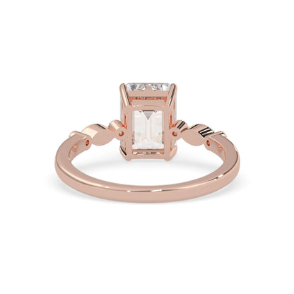Emerald vintage pave lab grown diamond engagement ring with 2 carat center diamond in rose gold