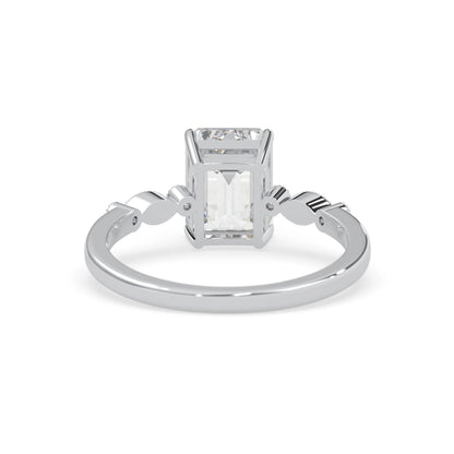 Emerald vintage pave lab grown diamond engagement ring with 2 carat center diamond in white gold
