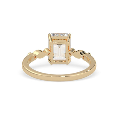 Emerald vintage pave lab grown diamond engagement ring with 2 carat center diamond in yellow gold