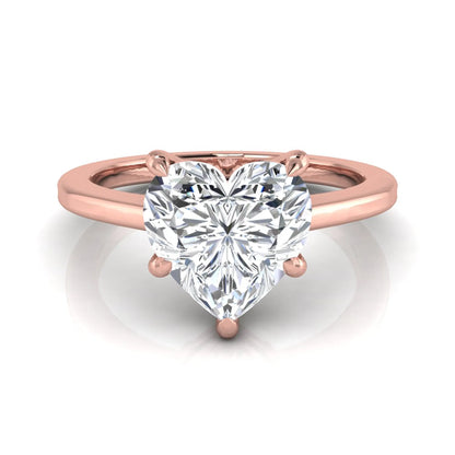 Heart cut lab grown diamond solitaire engagement ring with a five prong setting in a rose gold tone, featuring an IGI certified 1.71 carat center diamond.
