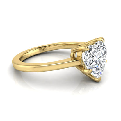 Heart cut lab grown diamond solitaire engagement ring with a five prong setting in a yellow gold tone, featuring an IGI certified 1.71 carat center diamond.