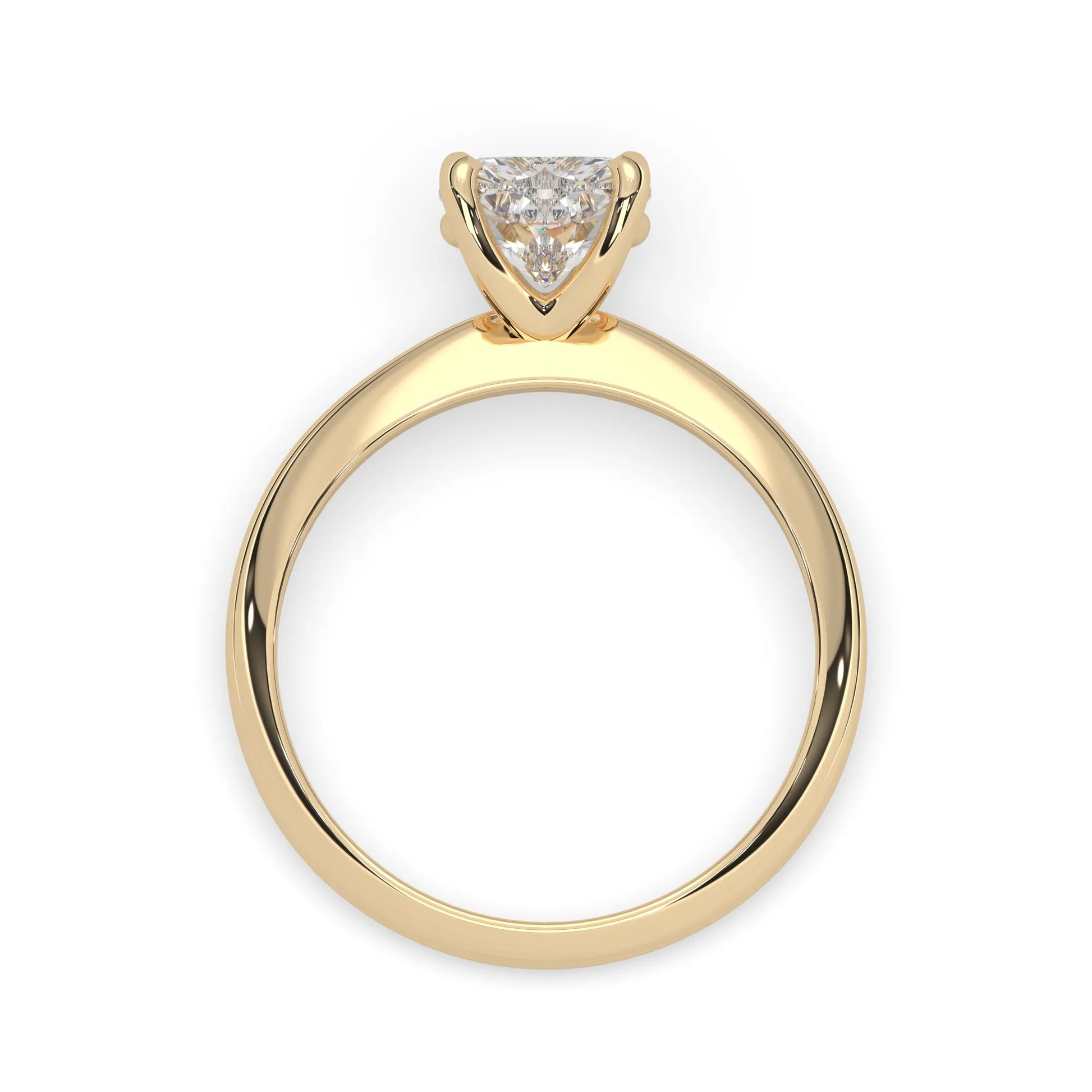 yellow-Gold ring with a diamond on a white background