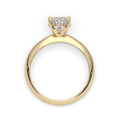 yellow-Gold ring with a diamond on a white background