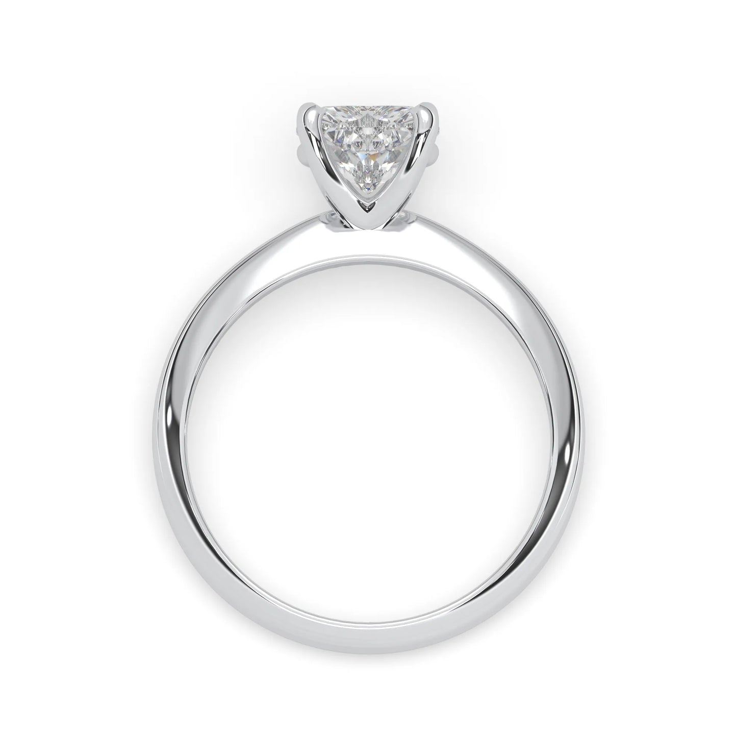 white-gold ring with a diamond on a white background