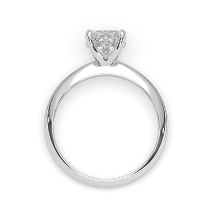 white-gold ring with a diamond on a white background