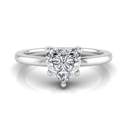 Heart cut lab grown diamond engagement ring featuring a 0.93 carat IGI certified center diamond in an elegant three-prong solitaire setting with a polished white gold band.