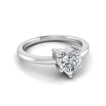 Heart cut lab grown diamond engagement ring featuring a 0.93 carat IGI certified center diamond in an elegant three-prong solitaire setting with a polished white gold band.