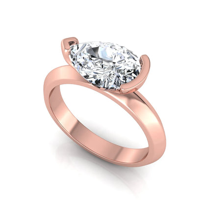 IGI certified 3 carat pear cut lab grown diamond solitaire engagement ring in rose gold