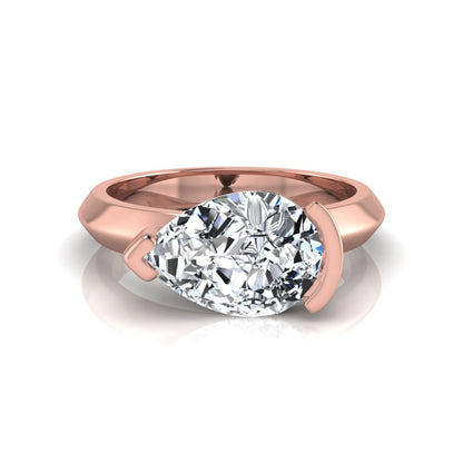 IGI certified 3 carat pear cut lab grown diamond solitaire engagement ring in rose gold