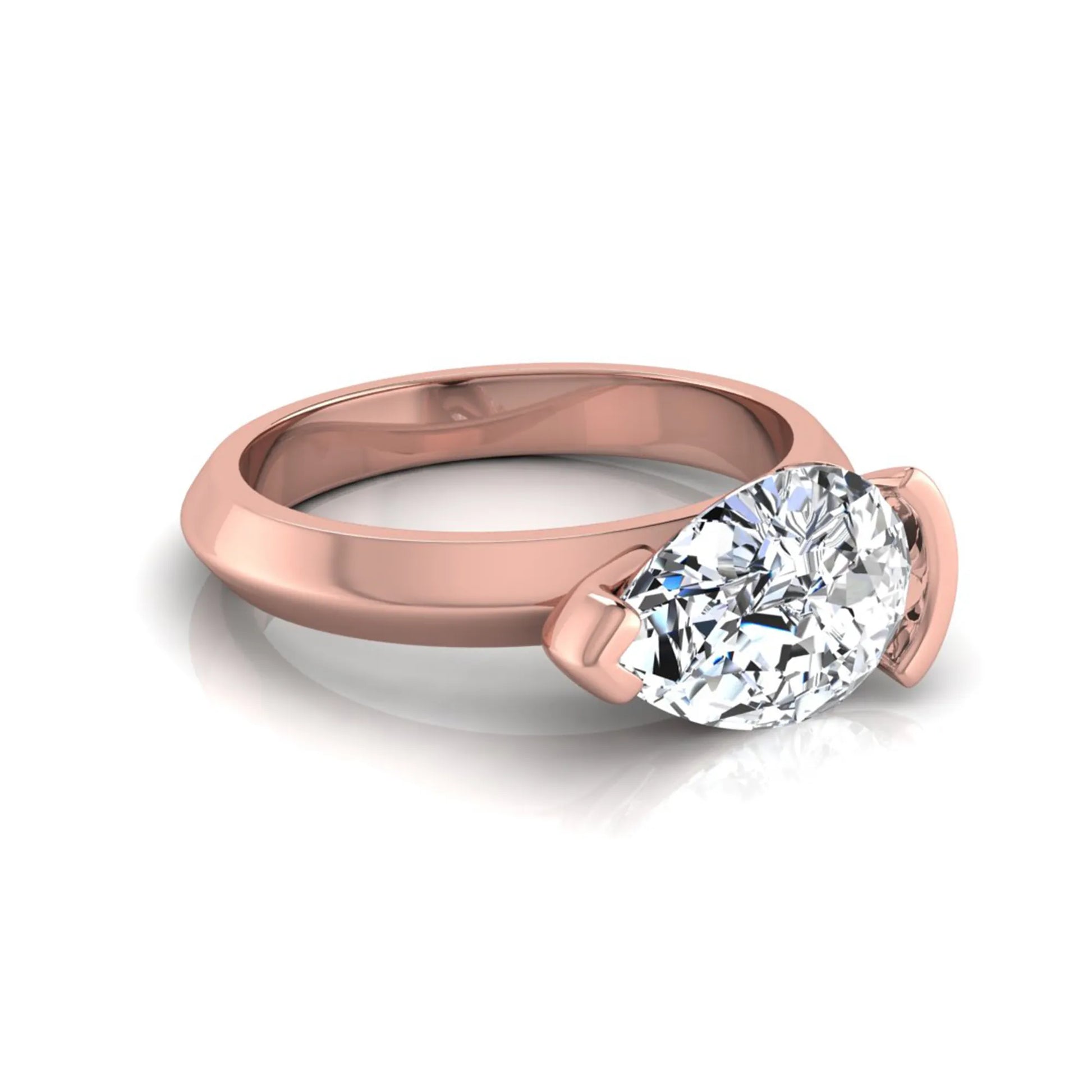 IGI certified 3 carat pear cut lab grown diamond solitaire engagement ring in rose gold