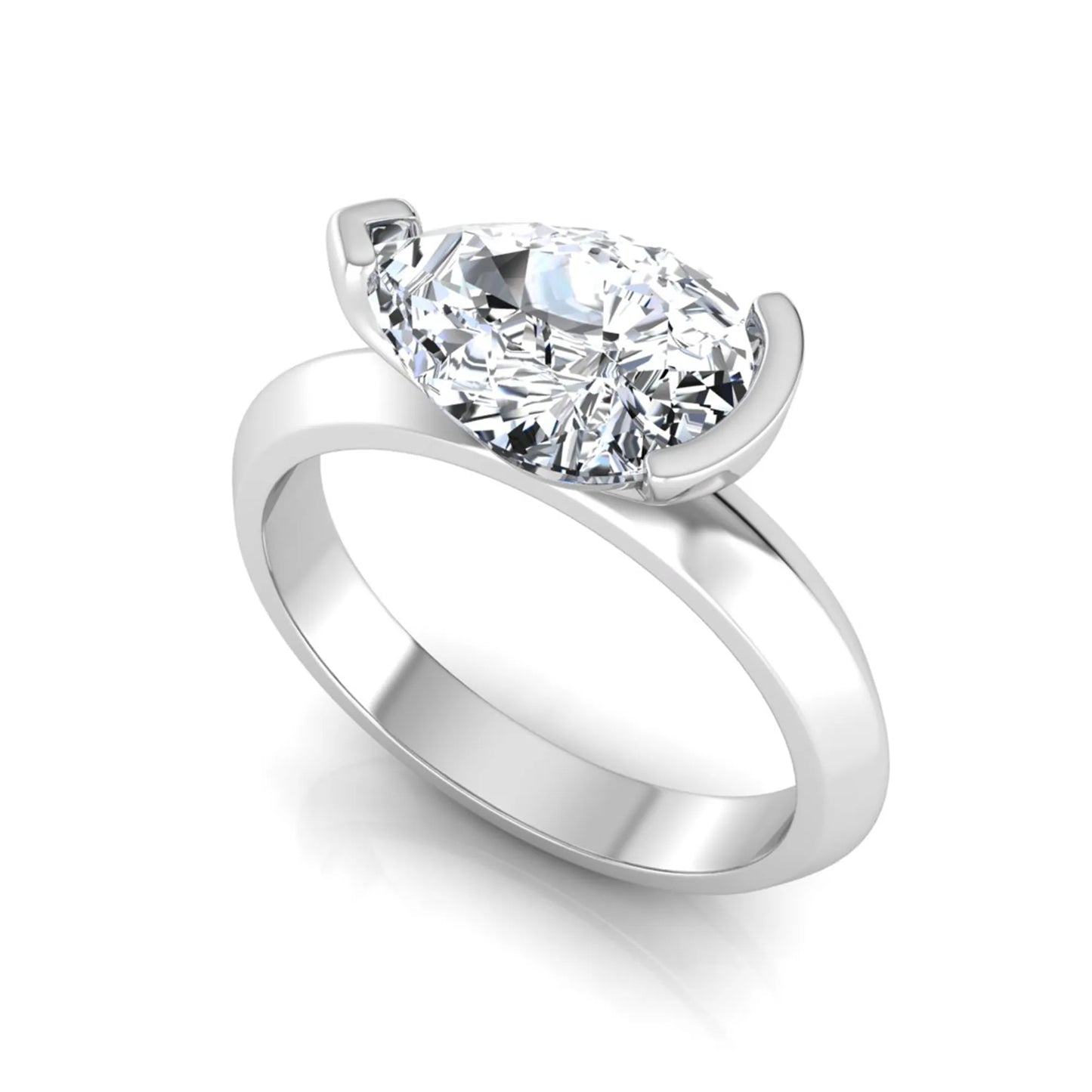 IGI certified 3 carat pear cut lab grown diamond solitaire engagement ring in white gold
