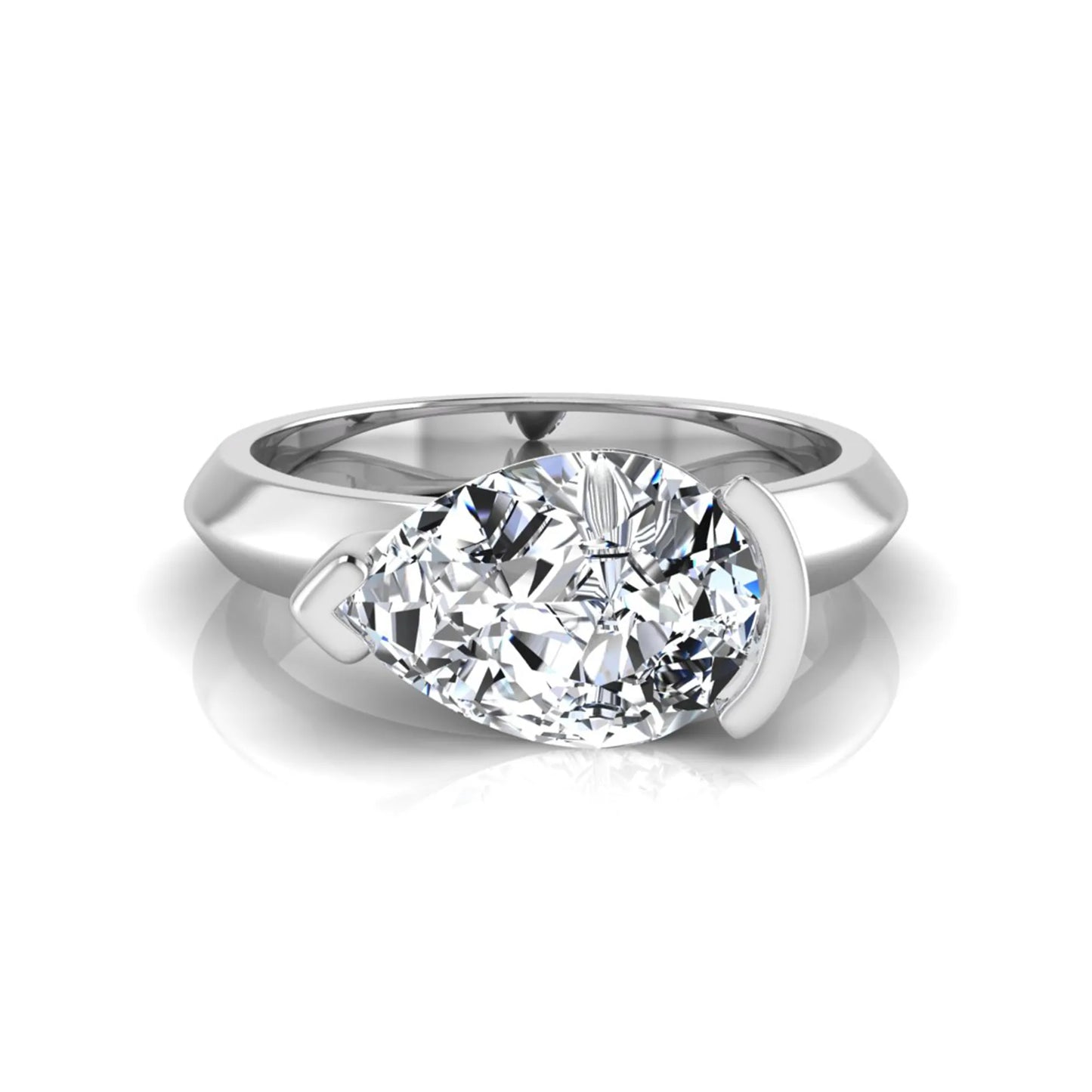 IGI certified 3 carat pear cut lab grown diamond solitaire engagement ring in white gold