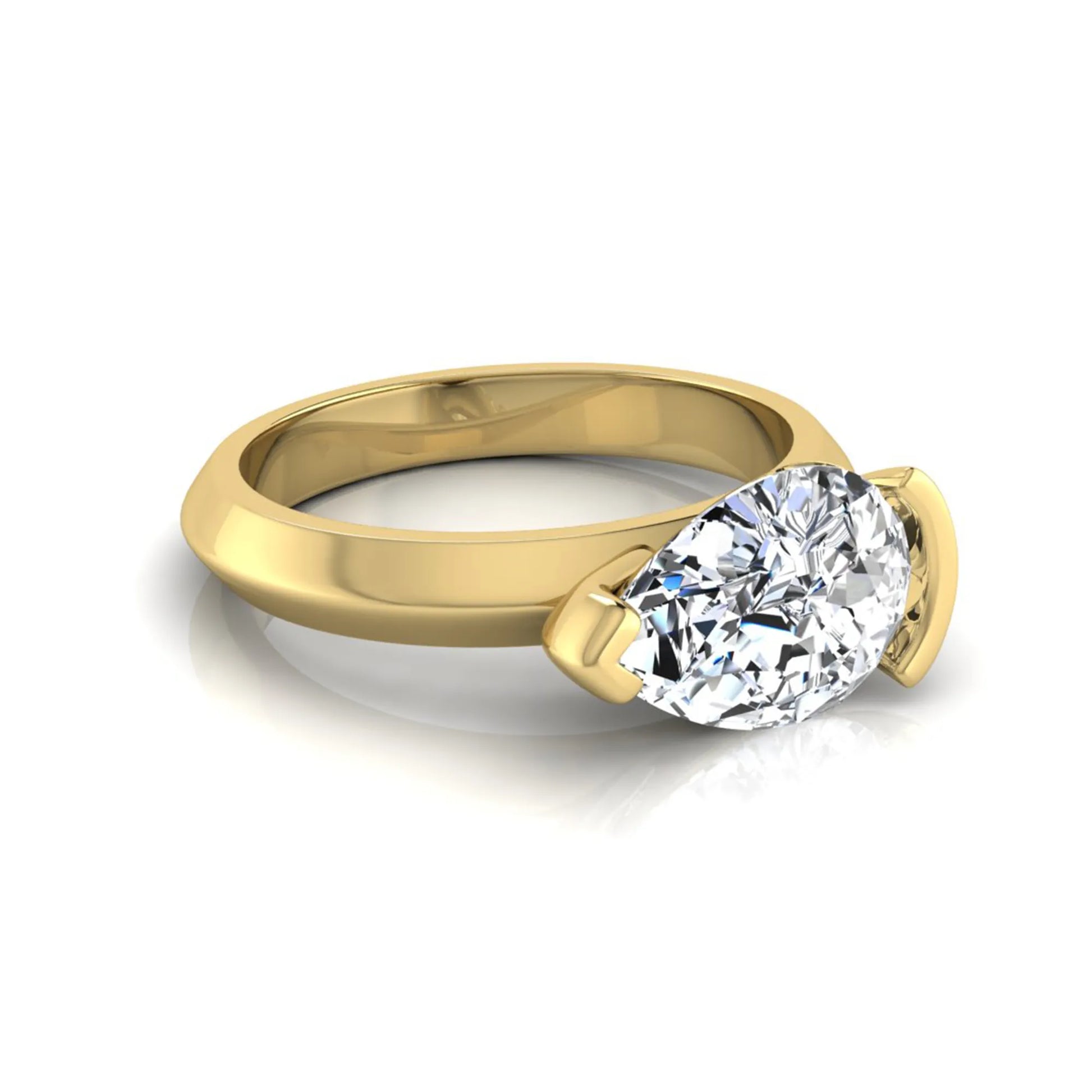 IGI certified 3 carat pear cut lab grown diamond solitaire engagement ring in yellow gold