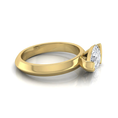 IGI certified 3 carat pear cut lab grown diamond solitaire engagement ring in yellow gold