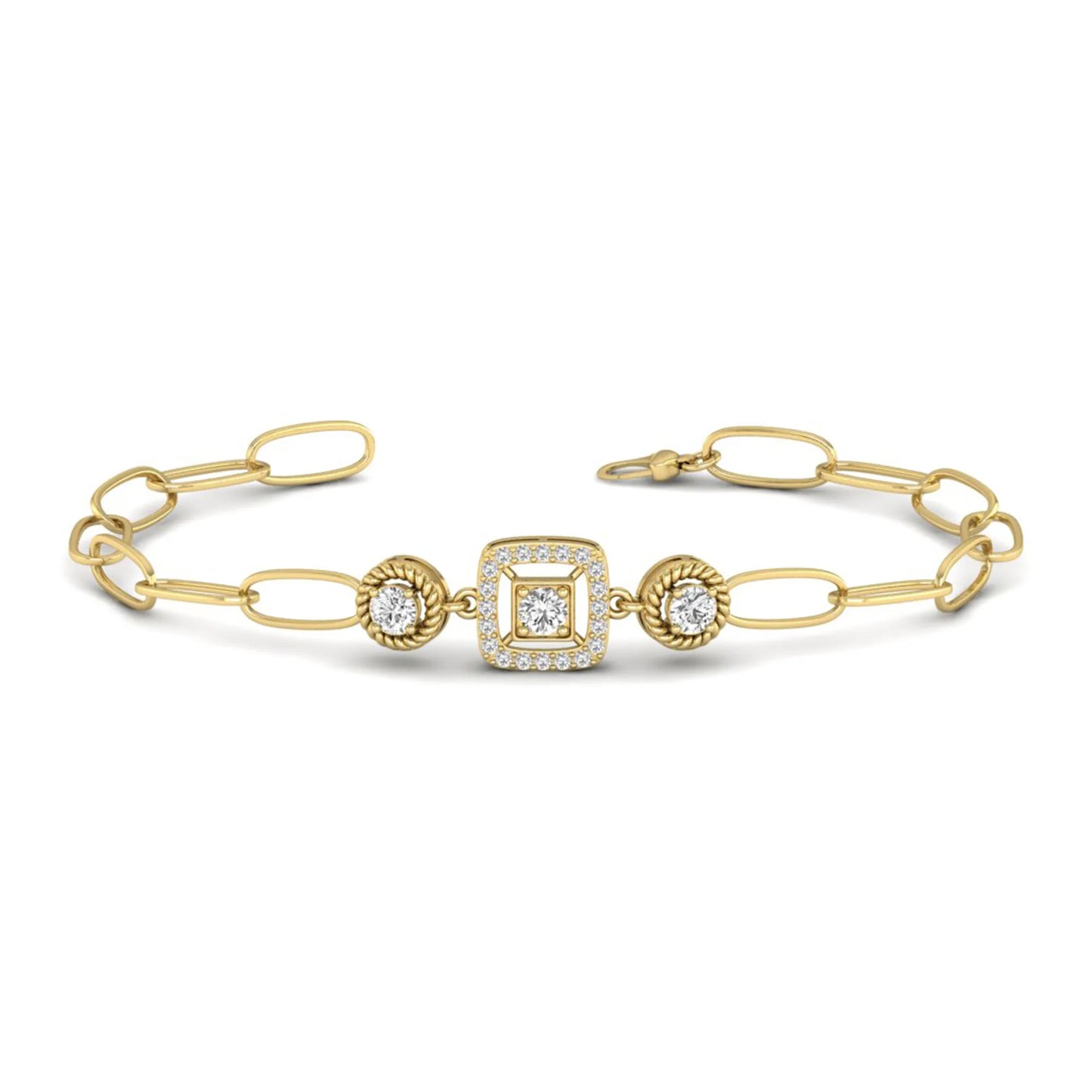 yellow-Gold bracelet with diamond accents on a white background