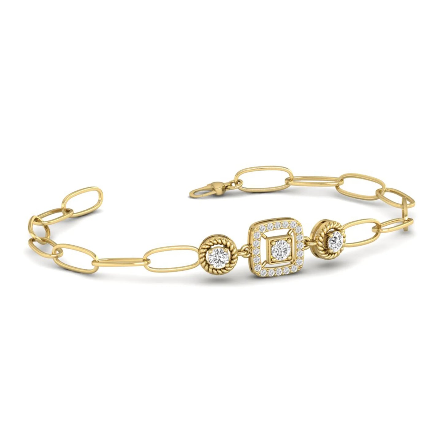 yellow-Gold bracelet with diamond accents on a white background