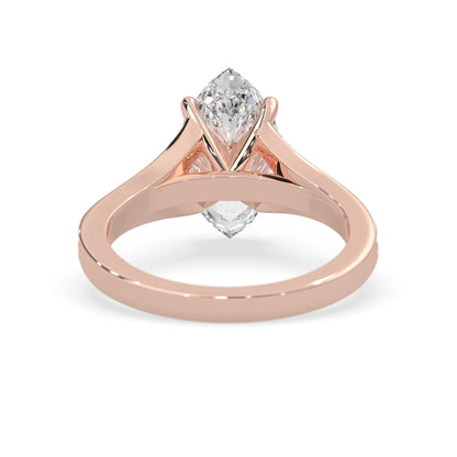 marquise cut lab grown diamond split shank engagement ring with diamond accented band in rose gold