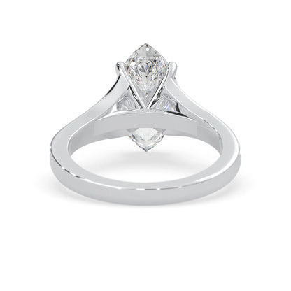 marquise cut lab grown diamond split shank engagement ring with diamond accented band in white gold