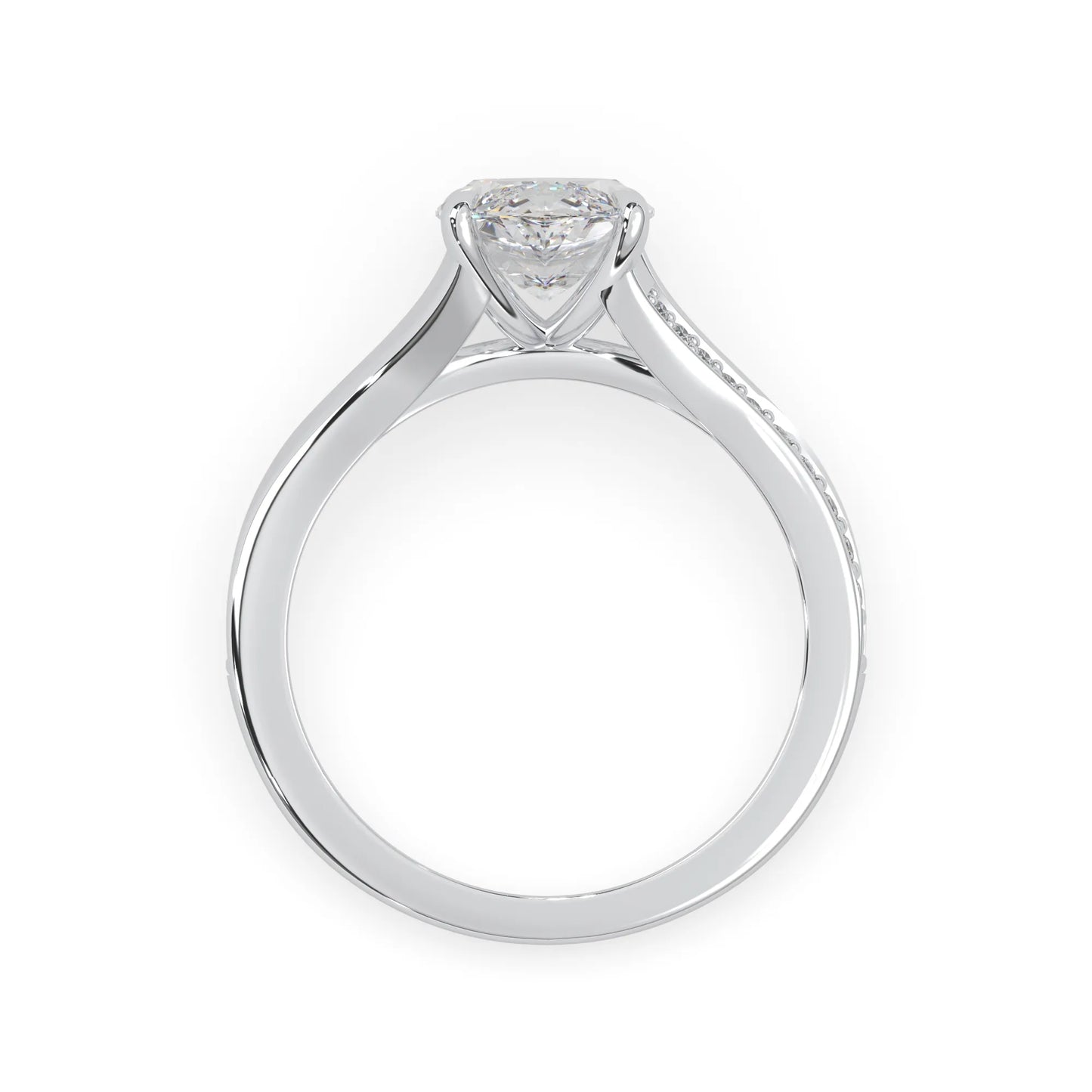 marquise cut lab grown diamond split shank engagement ring with diamond accented band in white gold