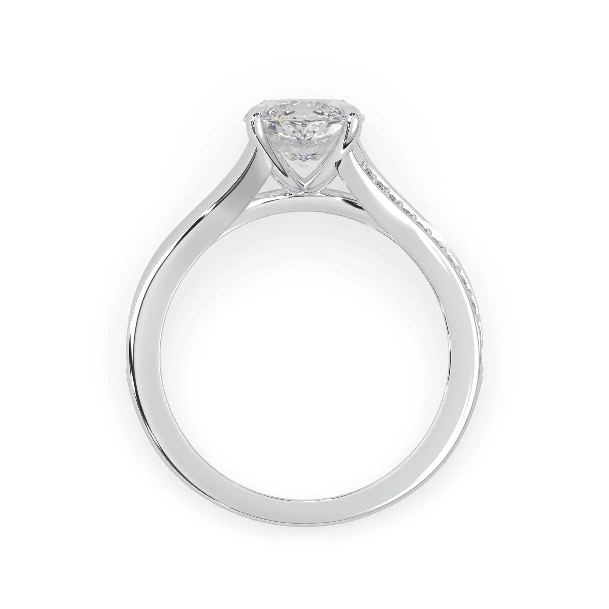 marquise cut lab grown diamond split shank engagement ring with diamond accented band in white gold