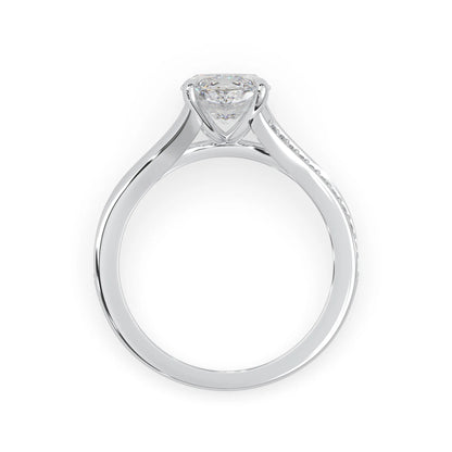 marquise cut lab grown diamond split shank engagement ring with diamond accented band in white gold