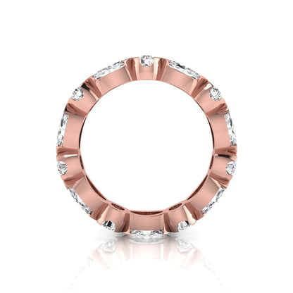 Marquise and round cut lab grown diamond full eternity band featuring alternating diamonds in a modern bezel-inspired setting in rose gold