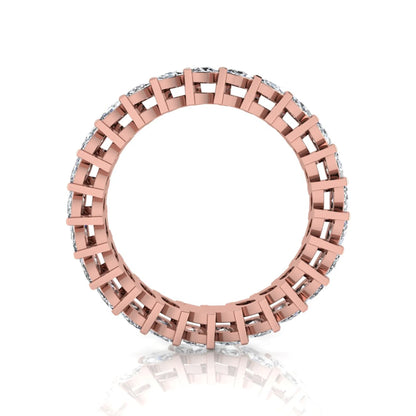 Marquise cut lab grown diamond full eternity band ring featuring shared prong setting with rose gold finish.