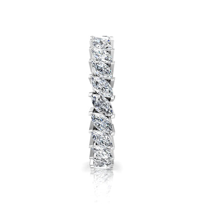 Marquise cut lab grown diamond full eternity band ring featuring shared prong setting with white gold finish.
