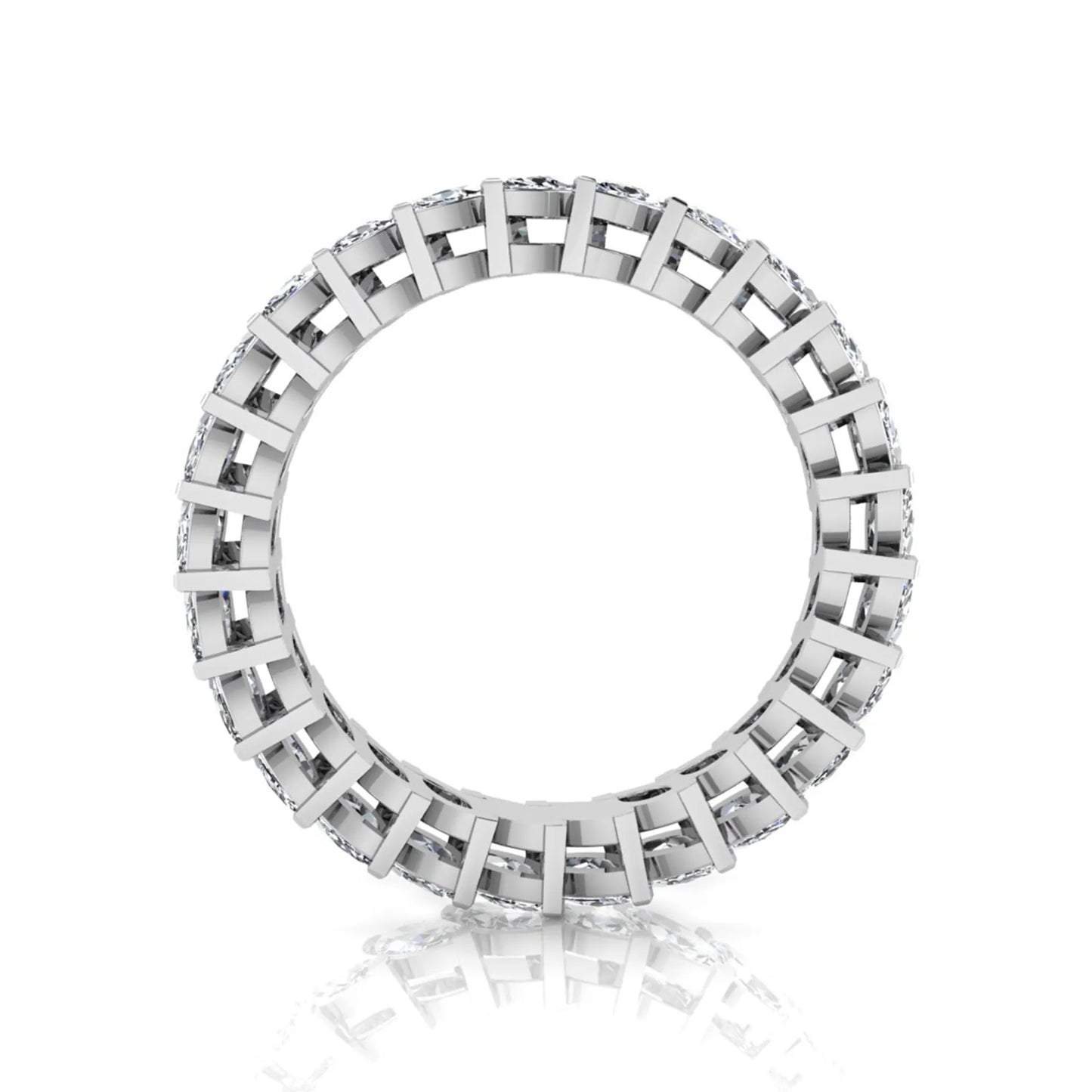 Marquise cut lab grown diamond full eternity band ring featuring shared prong setting with white gold finish.