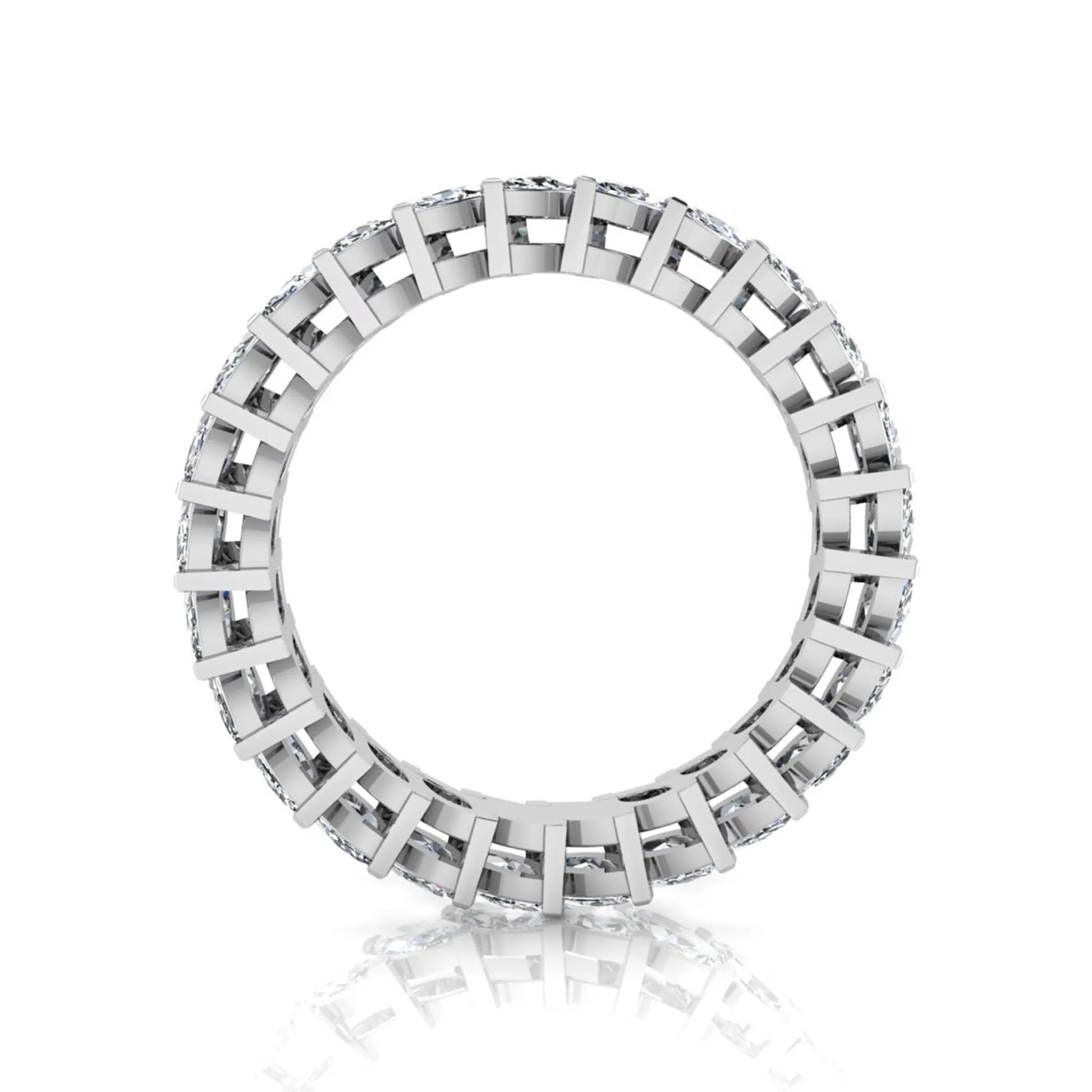 Marquise cut lab grown diamond full eternity band ring featuring shared prong setting with white gold finish.