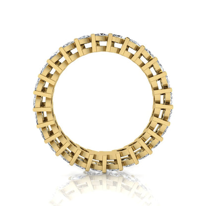 Marquise cut lab grown diamond full eternity band ring featuring shared prong setting with yellow gold finish.