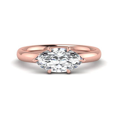 Marquise cut lab grown diamond hidden halo solitaire engagement ring featuring a 1.62 carat IGI certified center diamond with a hidden halo in rose gold.