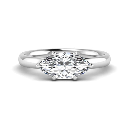 Marquise cut lab grown diamond hidden halo solitaire engagement ring featuring a 1.62 carat IGI certified center diamond with a hidden halo in white gold.