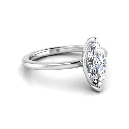 Marquise cut solitaire lab grown diamond engagement ring featuring a 0.95 carat marquise cut center diamond in white gold.