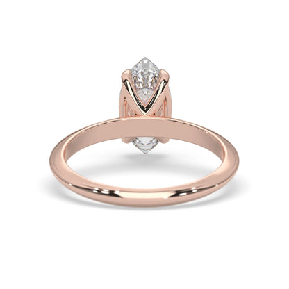 Rose-gold ring with a diamond on a white background