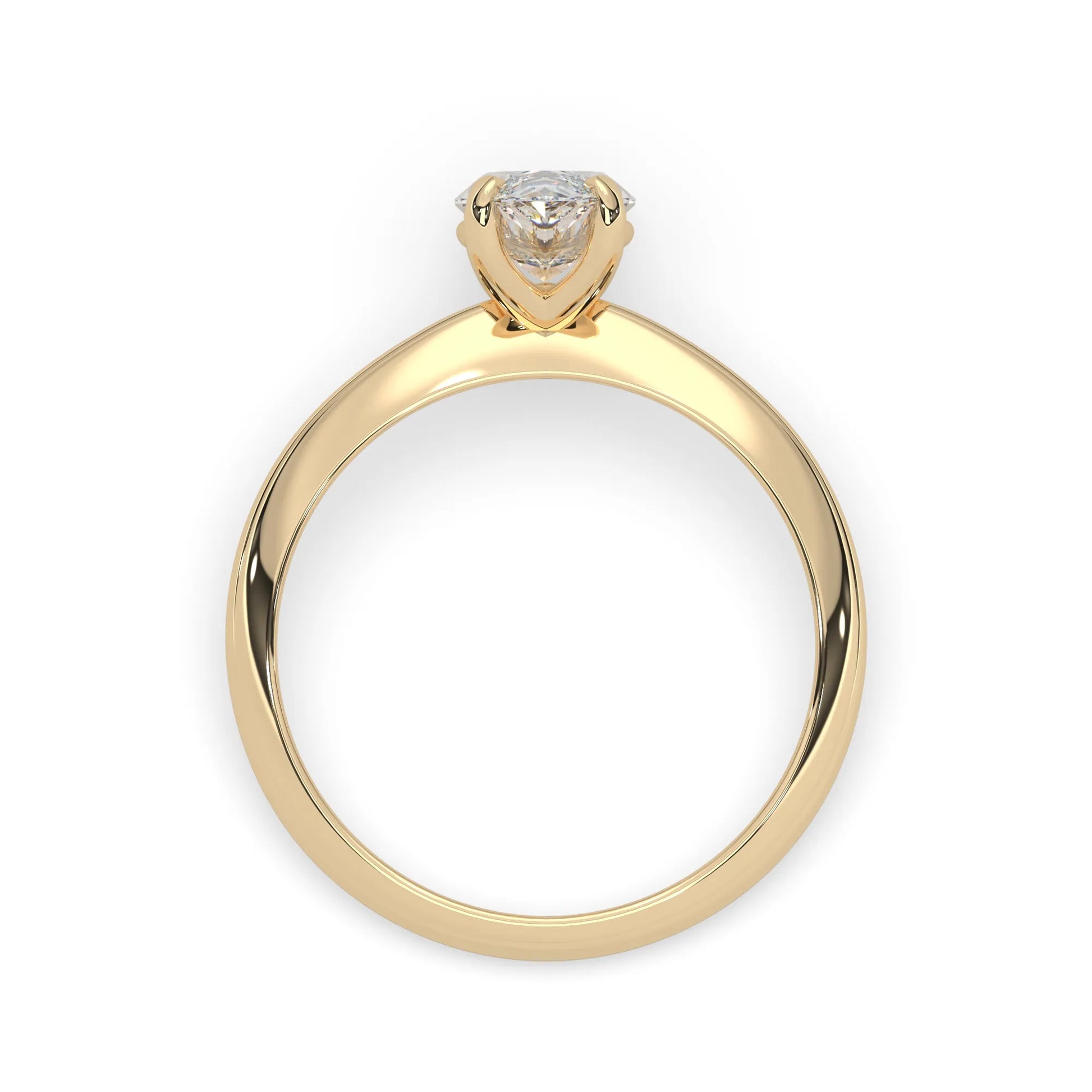 yellow-Gold ring with a diamond on a white background