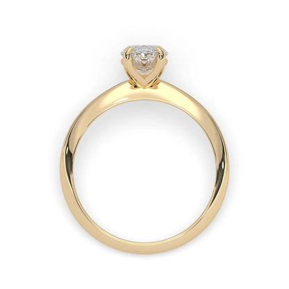 yellow-Gold ring with a diamond on a white background