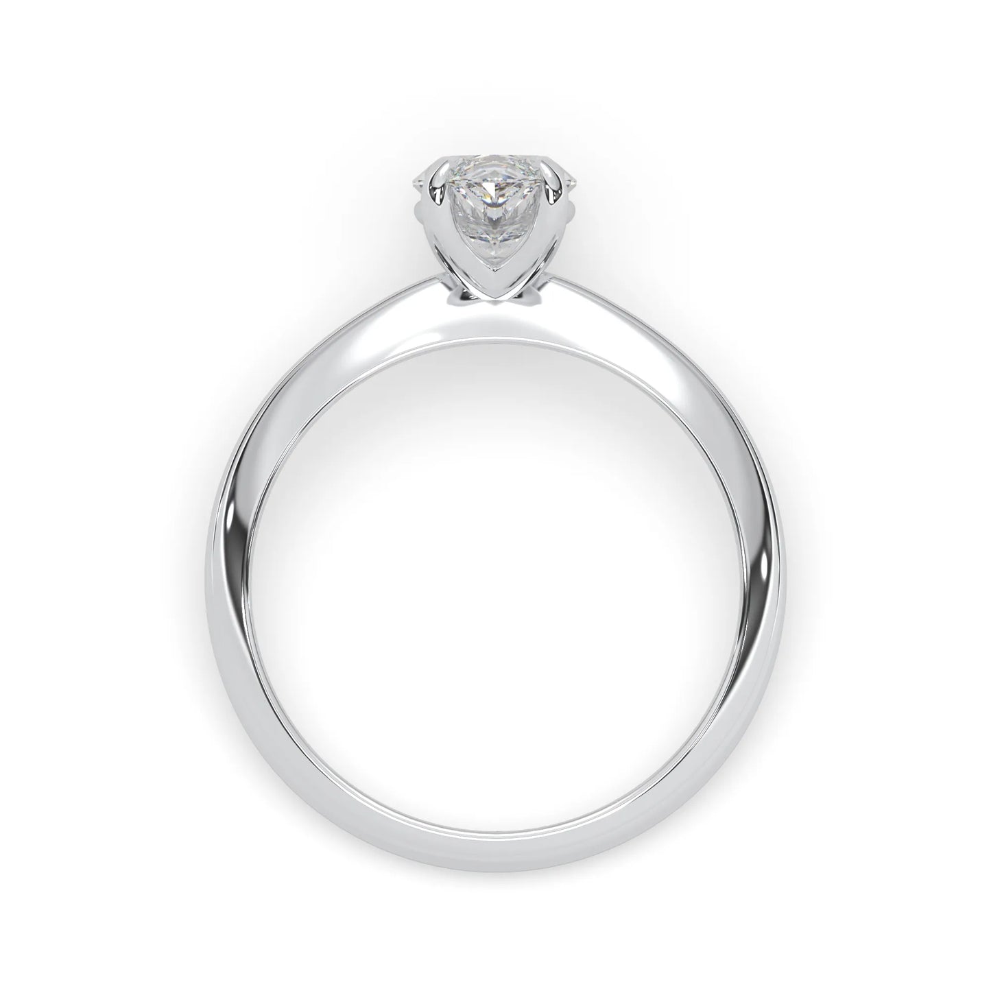 white-gold  ring with a heart-shaped diamond on a white background