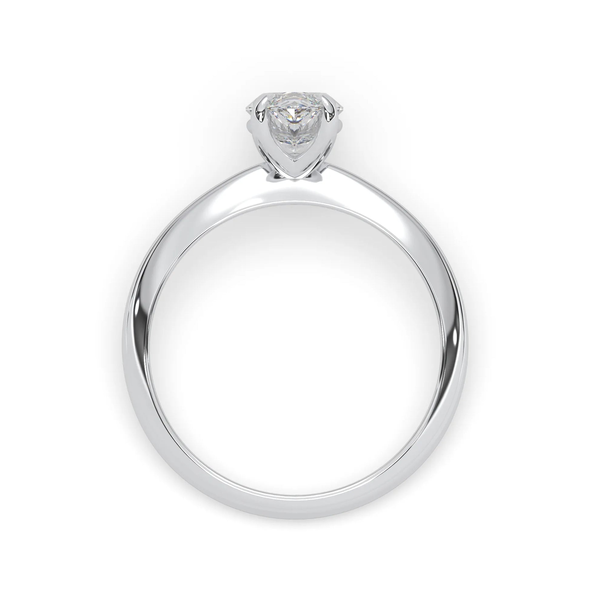 white-gold  ring with a heart-shaped diamond on a white background