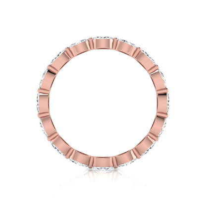 Marquise cut lab grown diamond eternity band ring with shared prong setting in rose gold tone