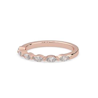 Marquise half eternity lab grown diamond wedding band with 0.60 carat diamonds in rose gold