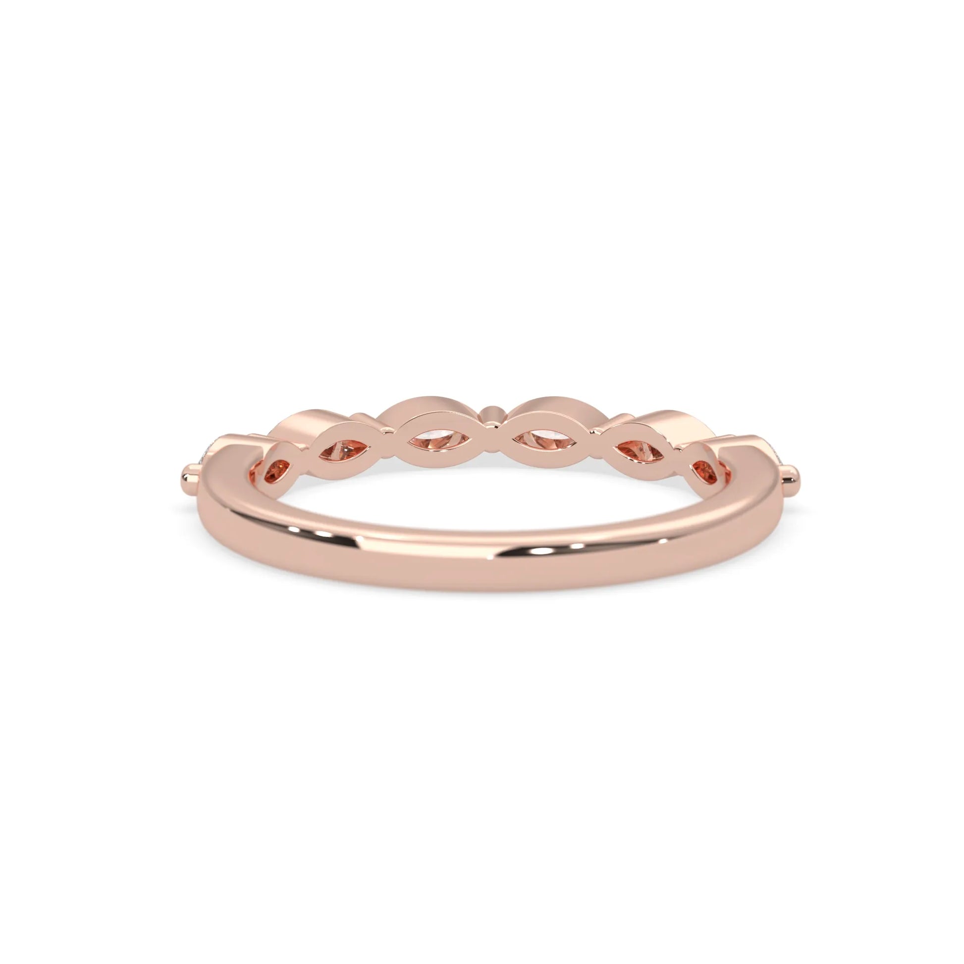 Marquise half eternity lab grown diamond wedding band with 0.60 carat diamonds in rose gold