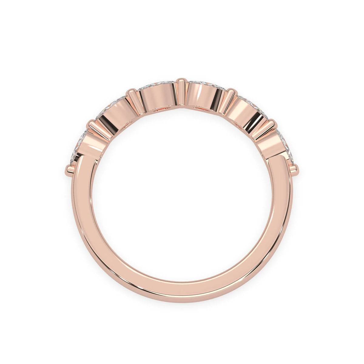 Marquise half eternity lab grown diamond wedding band with 0.60 carat diamonds in rose gold