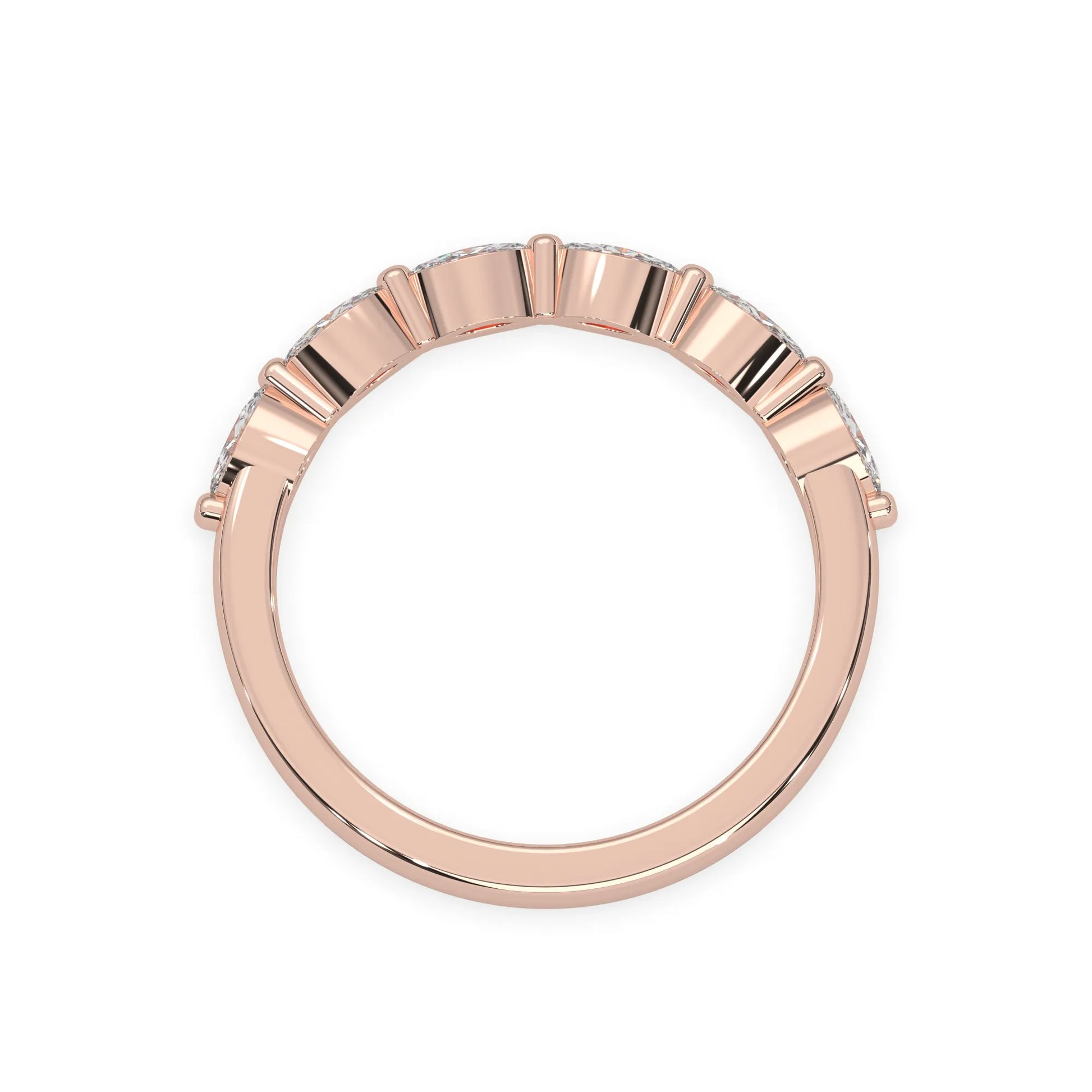 Marquise half eternity lab grown diamond wedding band with 0.60 carat diamonds in rose gold