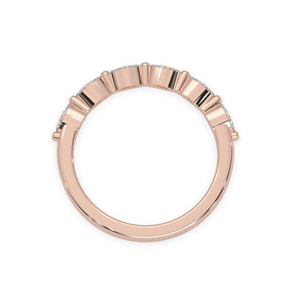 Marquise half eternity lab grown diamond wedding band with 0.60 carat diamonds in rose gold